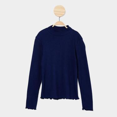 Imagem de Blusa Infantil Manga Longa Hering Casual Menina, Azul, 8A