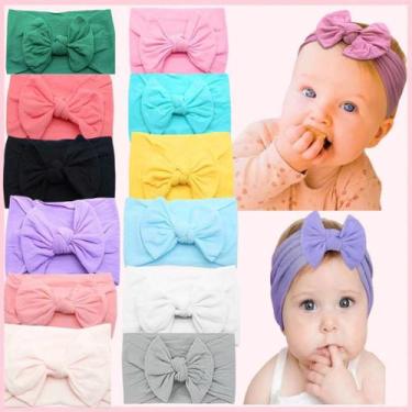Imagem de Kit 12 Faixinhas Turbantes para Bebê Laços Macios e Confortáveis Perso
