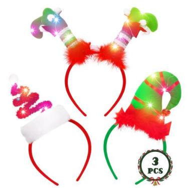 Imagem de Bandana de Natal HOVACY Light Up com luzes LED, 3 unidades