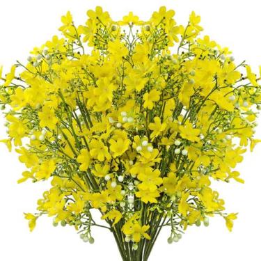 Imagem de Flores de seda artificiais FOUSUKA Baby's Breath, 10 unidades (amarela