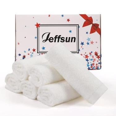 Imagem de Toalhinhas para bebês JEFFSUN, pacote com 6, 25x25 cm, branco macio