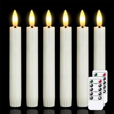 Imagem de Velas cônicas sem chama Mavandes 16,26 cm de plástico LED marfim