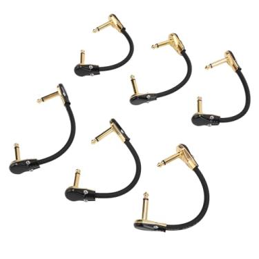 Imagem de Mingzhe Cabão de Guitarra Flexível 6 PCs Conector de Som de 1/4 de Polegada ângulo Reto para o Teclado do Amplificador de Microfone (Ouro de cabeça plana)