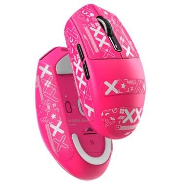 Imagem de MAMBASNAKE ATTACK SHARK G3 Mouse sem fio para jogos com modo triplo com fio/2,4 GHz/BT,59 g ultraleve,25.000 DPI,polling 1K,sensor PixArt PAW3311,bateria de 500 mAh,programável(Vermelho+fita adesiva)