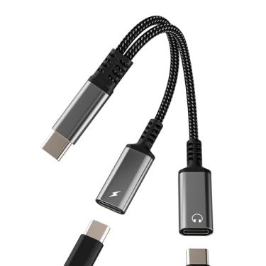 Imagem de Adaptador USB C para fone de ouvido (2 em 1) para iPhone 16 15 Pro Max tipo C divisor de cabo de carregamento compatível com Samsung Phone DAC áudio estéreo porta carregador dongle para Apple para