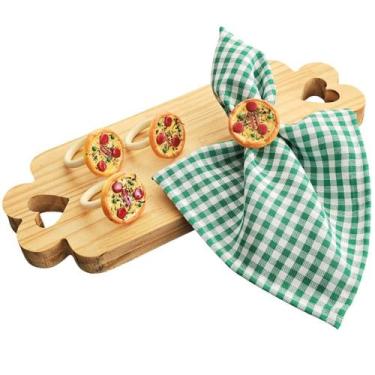 Imagem de Kit 04 Anéis Porta Guardanapo Argola Prendedor Mesa Posta Pizza - Cria