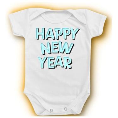 Imagem de Body Para Bebê Ano Novo Happy Year Rosa Azul Menina Menino - Borizinho