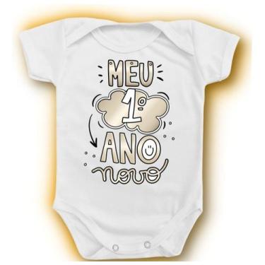 Imagem de Body Para Bebê Meu Primeiro Ano Novo Prata Menina Menino - Borizinho B