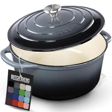 Imagem de Zulay Kitchen Forno holandês de ferro fundido esmaltado de 7,7 litros com tampa, tripé de silicone e almofada térmica – Durabilidade premium e seguro para forno de até 260 °C – Panelas resistentes