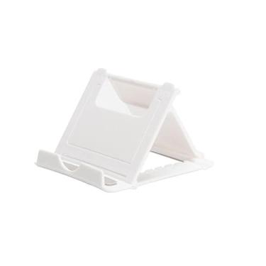 Imagem de Suporte de telefone branco, prático, ângulo ajustável, dobrável, portátil e compacto, base dobrável para smartphone de mesa