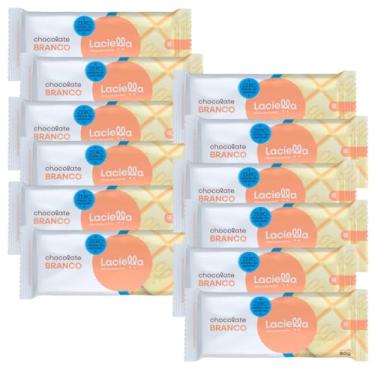 Imagem de 12 Tabletes de Chocolate Branco Zero Adição de Açúcar 80g Presente Amigo Oculto Doce Fitness Dieta Low Sugar Sobremesa Saudável