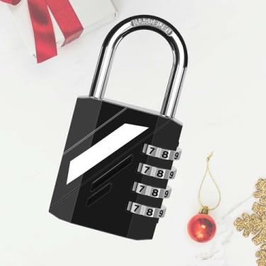 Imagem de Fechadura de combinação de 4 dígitos, cadeado de metal resistente, fechaduras de liga externa com manilha de aço endurecido, cadeados grandes à prova de intempéries de alta segurança para academia