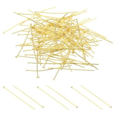 Imagem de Pinos de conector de lustre de cobre de 3,8 x 0,3 cm, 300 peças de clipes de cristal para fixação de peças de cristais, substituições de lustre, ouro