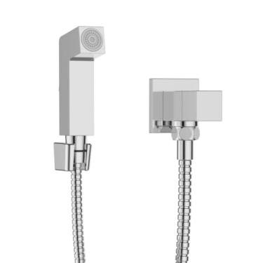 Imagem de Chuveiro Higiênico Quadrado Com Válvula Ajustável Em Metal E Chuveiro De Mão.(Cromado)