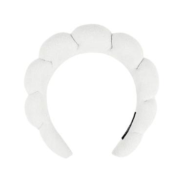 Imagem de Bandanas de spa para lavar o rosto ou cuidados com a pele facial, conjunto de faixas de cabelo felpudas para maquiagem, máscara de lavagem facial, faixa de cabeça branca, 1