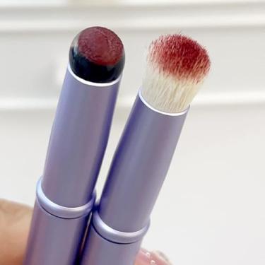 Imagem de Pincel de silicone para lábios com tampa, ponta dupla, corretivo, ponta dos dedos, batom macio, pincéis de maquiagem de cabeça redonda, roxo