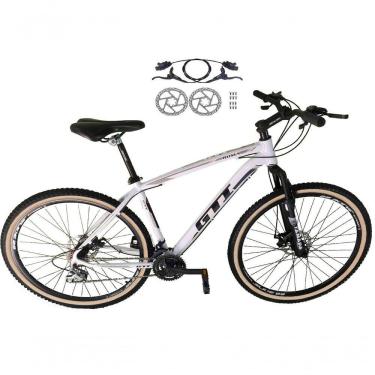 Imagem de Bicicleta Aro 29 Gti Roma Alumínio 21v Freio A Disco Hidráulico Garfo Com Suspensão Pneu Faixa - Branco Tam.15
