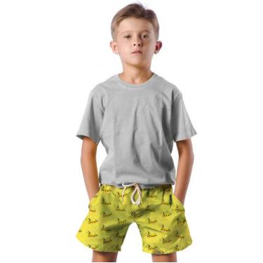 Imagem de Shorts Infantil Bermuda Calção Praia Verão Personagem Relâmpago Amarel