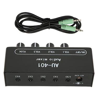 Imagem de Cryfokt Mixer de Linha Estéreo de Metal Premium 4 Em 1, Mixer de Som para Amplificador de Fone de Ouvido, Dispositivos Compatíveis Com PC, 3,5 Mm Estéreo Preto