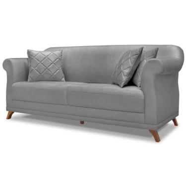 Imagem de Sofa 3 Lugares Retro Polo 200cm Com Almofada Linho Cinza Ezz Cinza - M