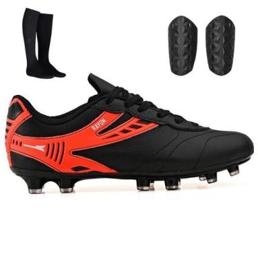 Imagem de Kit Chuteira Futebol Campo/Trava + Meião e Caneleira Adulta - Light, B