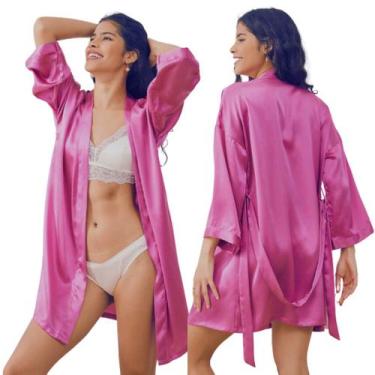 Imagem de Robe roupão em cetim LUXO noiva casamento madrinha camisola hobby pija