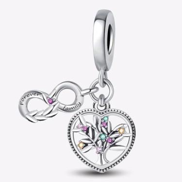 Imagem de 1 peça prata elegante árvore de dez mil anos berloque contas adequadas para mulheres, faça você mesmo e roupa diária combinando joias decoração presente para mamãe, 11.96*24.68mm, Prata, Sem Pedra