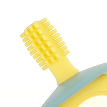 Imagem de Naroote 360 ° Limpa, Escova de Dentes de Massagem para Bebês, Mordedor de Silicone para Alívio da Dentição do bebê (Amarelo)