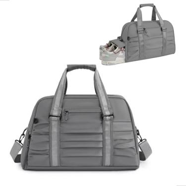 Imagem de Bolsa Academia com Compartimento para Tênis 48 x 26 x 15 cm Tecido Oxford Impermeável Unissex Mochila Academia (Cinza)