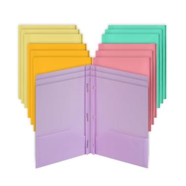 Imagem de Mr. Pen - Pastas de plástico com bolsos e pinos, pacote com 15, cores vibrantes, pastas de bolso, pastas com pinos, pastas de arquivo com fixadores, 2 pastas de bolso, pasta com bolsos, cores macaron