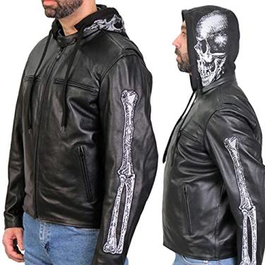Imagem de Hot Leathers Jaqueta masculina de couro para motociclista (JKM1031-PRETO, GG)