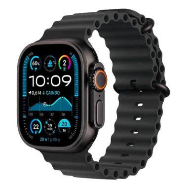 Imagem de Smartwatch Ultra 49mm + Pulseira Ondulada Oceano Preta Series 4 3 7 8 9 10-Unissex