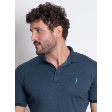 Imagem de Camisa Polo Aleatory Lisa Algodão Pima Mescla Azul, Azul marinho, M