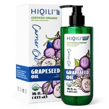 Imagem de Óleo de semente de uva orgânico HIQILI 473 ml Óleo transportador para 