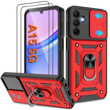 Imagem de Capa ATUMP Galaxy A15 5G com 2 protetores de tela HD vermelha