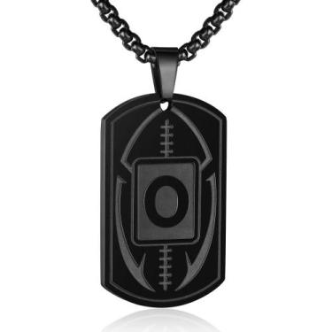 Imagem de Colar SENRAN Football Initial A-Z Dog Tag para homens