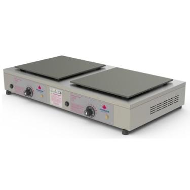 Imagem de Chapa para Crepe Francês PRKF-202E Style - 2 Chapas Quadradas Elétrica Potência 1200W x 2 Inox Escovado – Progás 220V