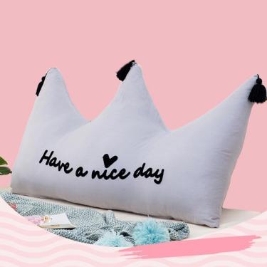 Imagem de Almofadas De Leitura Coroa Encosto De Cabeceira Almofada De Cabeceira Macia Almofada De Decoração De Quarto Infantil Com Capa Removível E Lavável, Cottongrey, 120 * 70cm