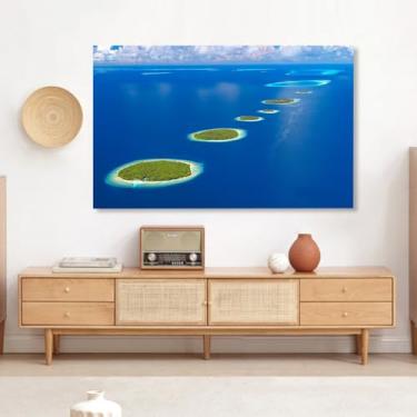 Imagem de Capa de TV Capa contra poeira universal para ambientes internos 81.3-203.2 cm Capas de proteção de tela LCD LED impressão paisagem para monitor curvo/plano decorativo-Azul-6#||152.4 cm (141*85 cm)