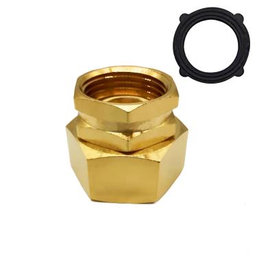 Imagem de AMZDIAI Conexões de mangueira de jardim 1 NPT fêmea x 3/4 GHT fêmea para adaptador de mangueira de jardim, conector de tubo redutor de latão