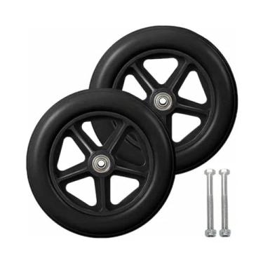 Imagem de Rodas Dianteiras de Cadeira 8 Polegadas 2 Pneus Reposição para Sólidos Antiderrapantes Andador Borracha Desgaste Portabilidade 120kg ABS Rolamentos Alto Aço Econômico em Força Prático Giratória Leve A