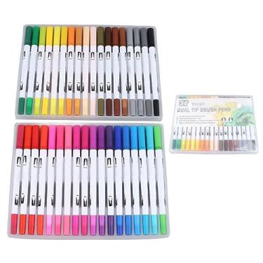 Imagem de 36 cores canetas marcadoras de ponta dupla aquarela conjunto de canetas pincel de cabeça macia para crianças adultos colorir desenho pintura arte projetos de artesanato plástico
