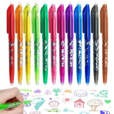 Imagem de Cuteliubao Canetas apagáveis de tinta líquida de secagem rápida 0,5 mm, 12 canetas esferográficas com refil e borracha