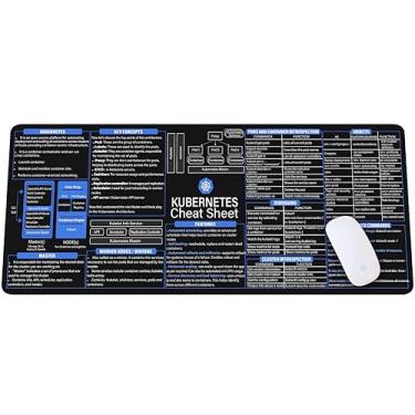 Imagem de Kubernetes Tapete de mouse KMH para programadores, desenvolvedores de nuvem e TI, grande tapete de mesa de referência rápida K8s, acessórios essenciais de computador para estudo, trabalho e fins de