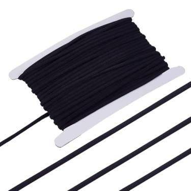 Imagem de letsinstyle Cordão redondo de veludo macio de 20 metros de largura, fios de tecido de nylon com contas elásticas pretas, corda elástica para artesanato, costura, macramê, joias