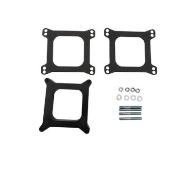 Imagem de Partoon Espaçador de carburador fenólico de 2,5 cm | Flange de furo quadrado 4150 | Aberto | Inclui duas juntas e ferragens de montagem