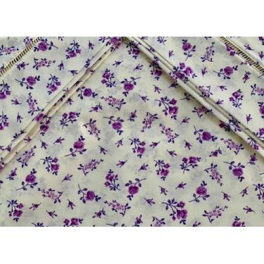 Imagem de Jogo de Lençol Casal Padrão 3 Peças Florzinha Lilás 100% Algodão - Bor