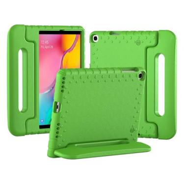 Imagem de Bolete Capa infantil para Samsung Galaxy Tab A 10.1 (2019) modelo SM-T510/T515, à prova de choque, macia, espuma vinílica acetinada, suporte ajustável para crianças, verde