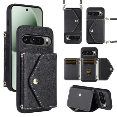 Imagem de Dibosom Capa carteira minimalista para Google Pixel 10 Pro XL com alça de ombro, 6 compartimentos para cartões, fina e fina, suporte para cartão de crédito, capa de telefone para Pixel10 10Pro LX