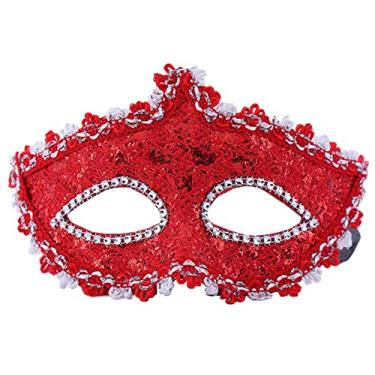 Imagem de Geek-M Máscara De Baile Máscaras Para Mulheres, Fantasia Halloween, Renda Os Olhos, Carnaval Veneziano, Rosto Meninas (Vermelho)